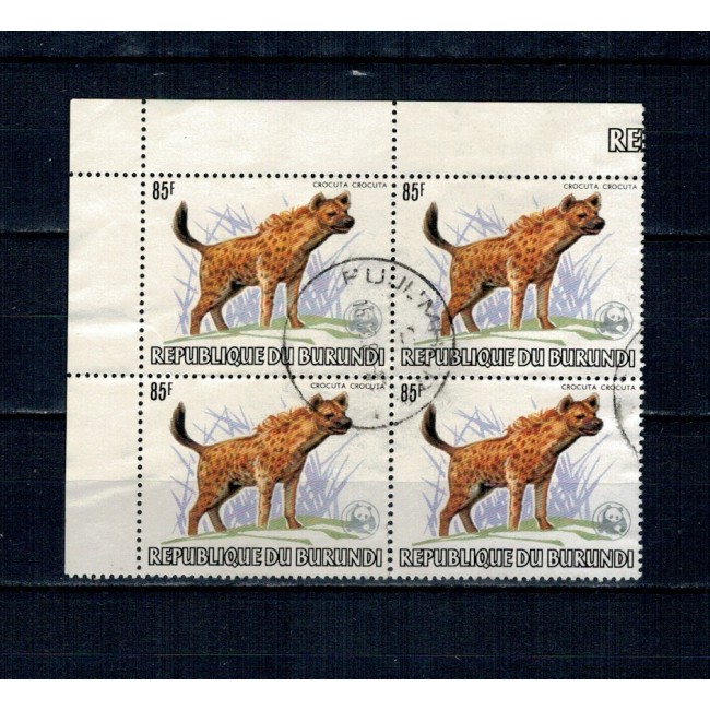 Burundi 1983 - Fauna WWF, hiena, bloc de 4 stampilat, foarte rar!