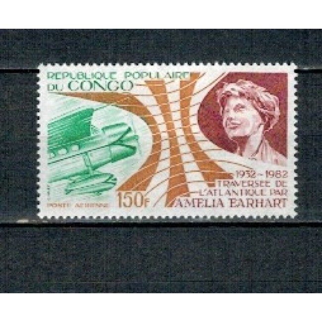 Congo 1982 - Amelia Earhart, aviator, neuzat