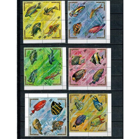 Burundi 1974 - Pești, fauna, Posta Aeriana, serie neuzata
