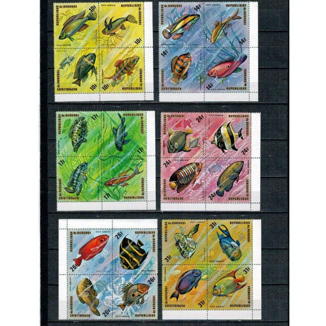 Burundi 1974 - Pești, fauna, Posta Aeriana, serie neuzata