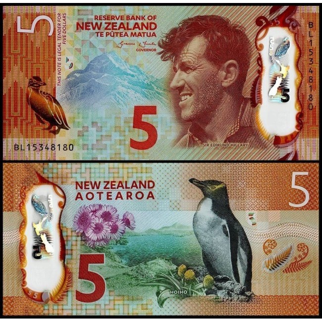 New Zealand 2015 - 5 dollars, Sir Edmund Hillary, UNC
