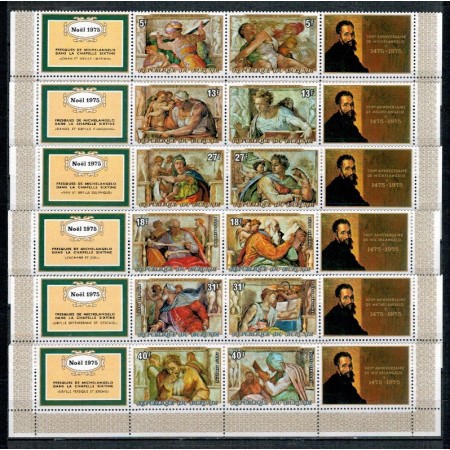 Burundi 1975 - Pictura, arta, Michelangelo, cu viniete, serie neuzata