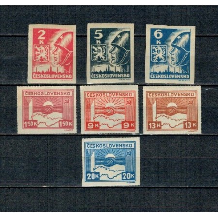 Cehoslovacia 1945 - Uzuale, soldat sovietic, prima si a doua emisiune Kosice, serie neuzata