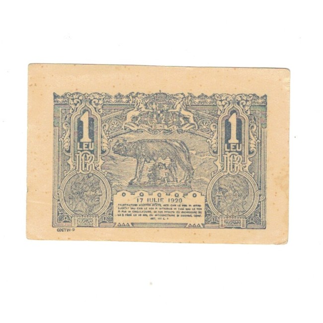 Romania 1920 - 1 leu, aproape necirculata