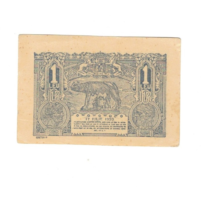 Romania 1920 - 1 leu, aproape necirculata
