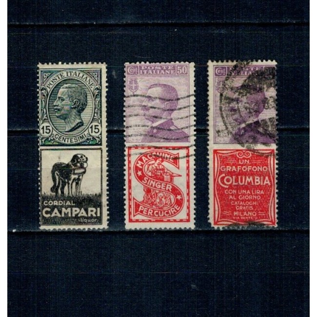 Italia 1908/1919 - Lot mărci cu viniete de reclama