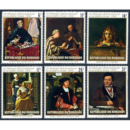Burundi 1974 - Picturi, arta, săptămâna scrisorii, serie neuzata