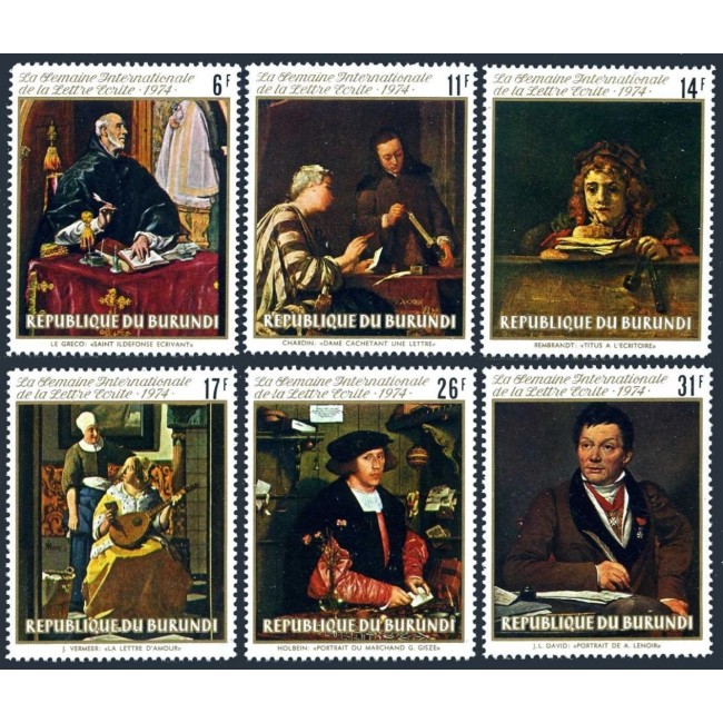 Burundi 1974 - Picturi, arta, săptămâna scrisorii, serie neuzata