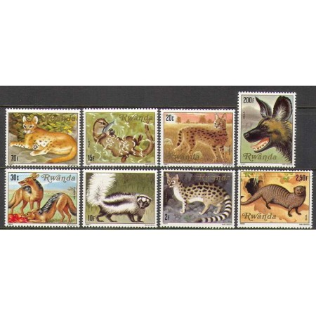 Rwanda 1981 - Fauna, animale carnivore, serie neuzata