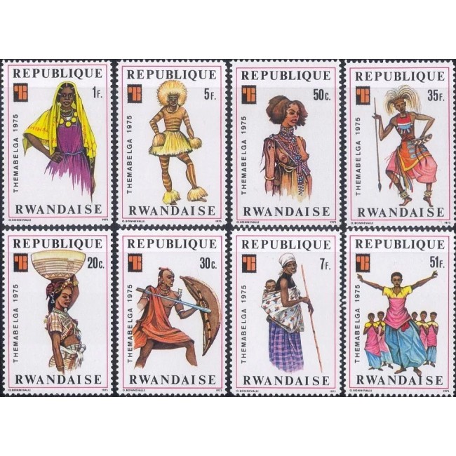 Rwanda 1975 - Costume tradiționale, serie neuzata