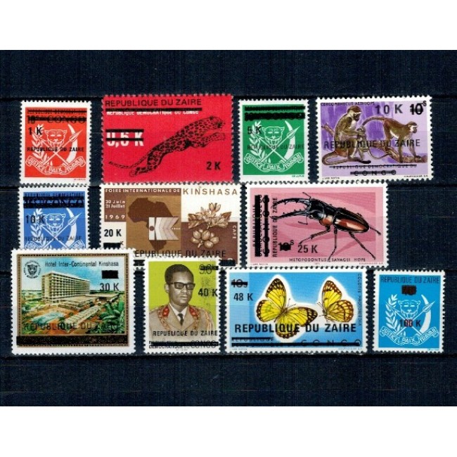 Zaire 1977 - Uzuale, supratipar pe Congo, serie neuzata
