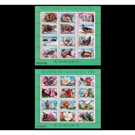 1987 - Rezervații naturale din Europa, fauna, flora, serie blocuri neuzate