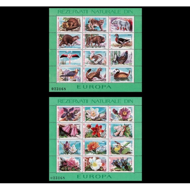 1987 - Rezervații naturale din Europa, fauna, flora, serie blocuri neuzate