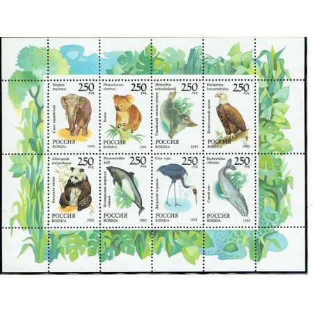 Rusia 1993 - Fauna, animale, minicoala neuzata