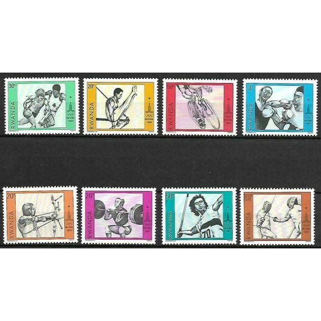 Rwanda 1980 - Jocurile Olimpice, sport, serie neuzata