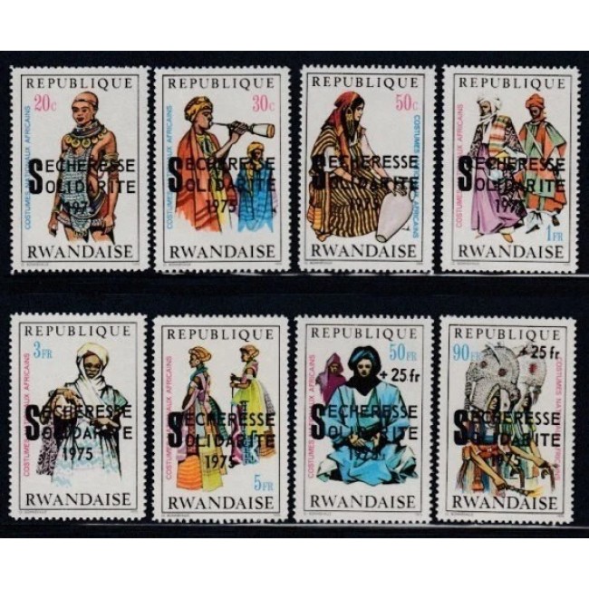 Rwanda 1975 - Costume tradiționale, supratipar Secheresse, serie neuzata