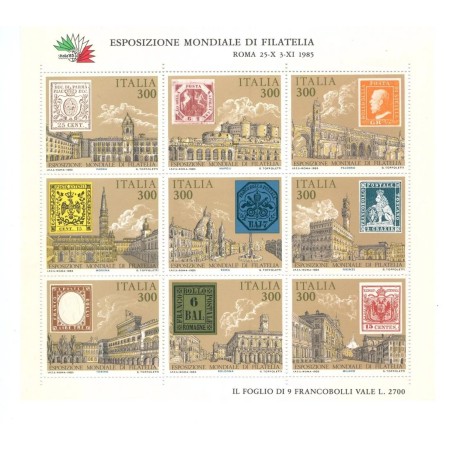 Italia 1985 - Expo filatelic, timbru pe timbru, minicoala neuzata