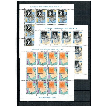 Italia 2001 - Aniversare primele timbre Lombardo-Veneto, serie minicoli neuzate