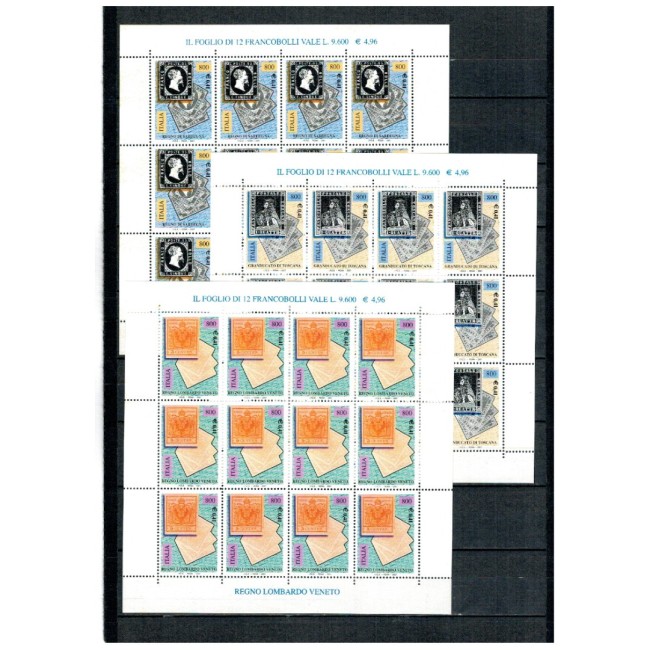 Italia 2001 - Aniversare primele timbre Lombardo-Veneto, serie minicoli neuzate