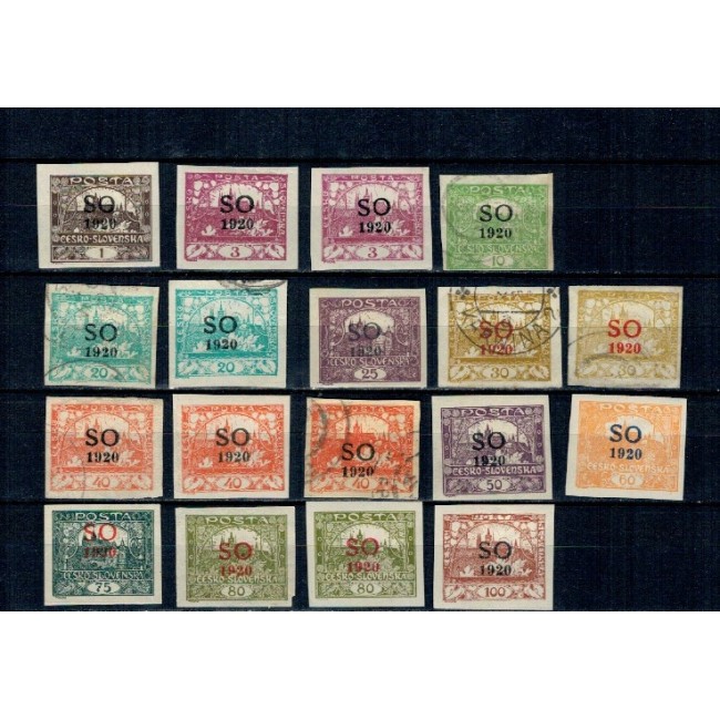 Silezia Superioara 1920 - Supratipar pe Cehoslovacia, set marci nedantelate, stampilate si nestampilate