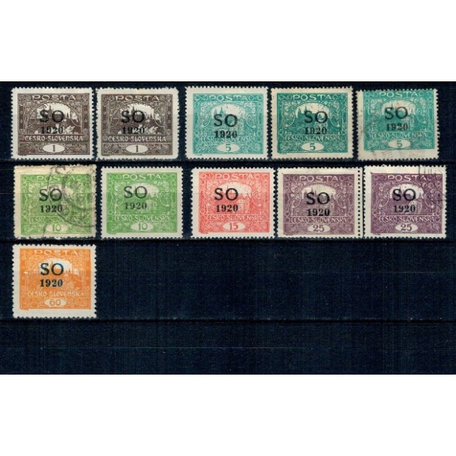 Silezia Superioara 1920 - Supratipar pe Cehoslovacia, set marci dantelate, stampilate si nestampilate