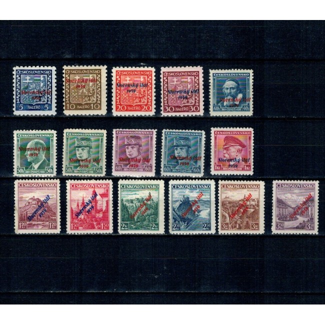 Slovacia 1939, ocupatia germana - Supratipar pe Cehoslovacia, motive locale, serie incompleta, nestampilata, cu sarniere