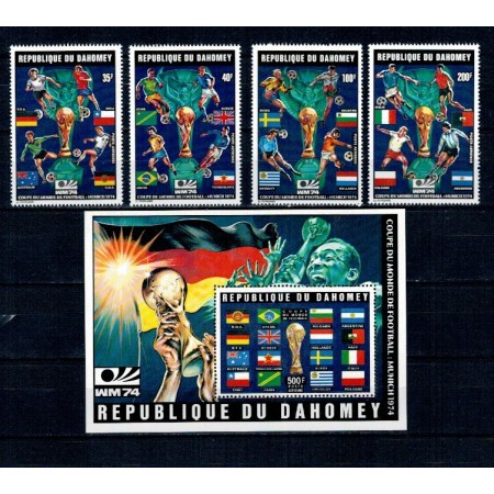 Dahomey 1974 - Campionatul Mondial de Fotbal, serie si colita neuzata