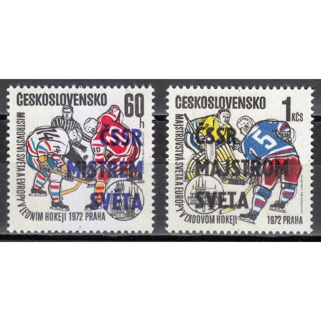 Cehoslovacia 1972 - Campionatul Mondial de Hochei pe gheata, supratipar campioni, serie neuzata