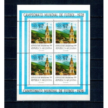 Argentina 1978 - Campionatul Mondial de Fotbal, supratipar, bloc neuzat