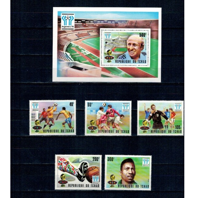 Tchad 1977 - Campionatul Mondial de Fotbal, serie si colita neuzata