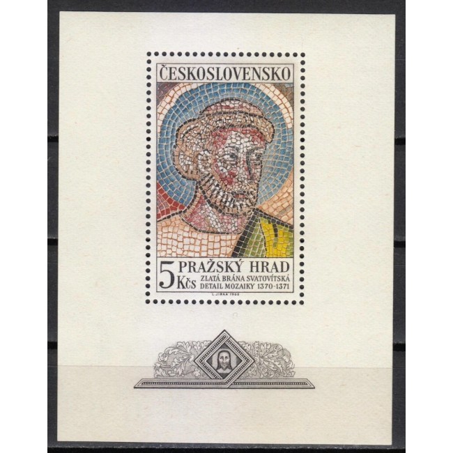 Cehoslovacia 1968 - Castelul Praga, mozaic, colita neuzata