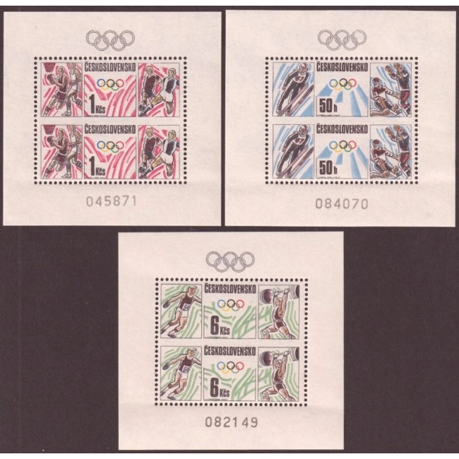 Cehoslovacia 1988 - Jocurile Olimpice, sport, serie blocuri neuzate