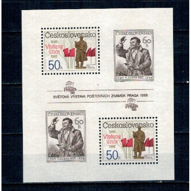 Cehoslovacia 1988 - Aniversari, bloc neuzat