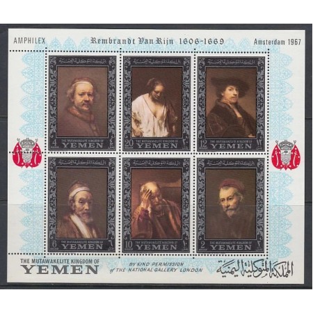 Yemen Nord 1967 - Picturi, arta, Rembrandt, bloc neuzat