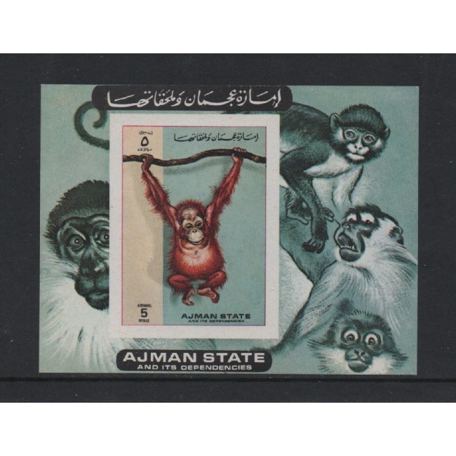 Ajman 1972 - Fauna, animale, maimuțe, colita nedantelata neuzata