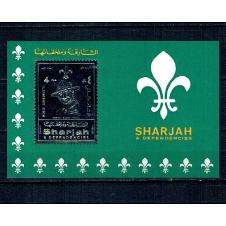 Sharjah 1971 - Cercetași, Jamboree, silver foil, colita nedantelata neuzata