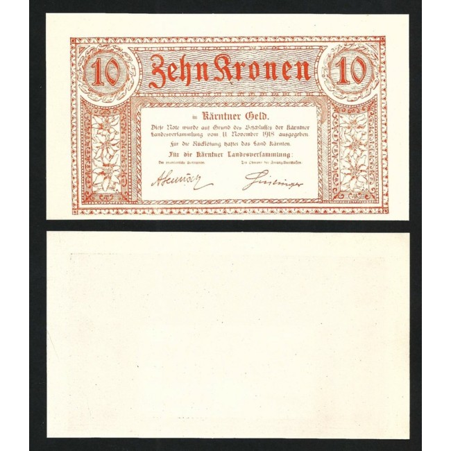 Austria 1918 - 10 kronen Carinthia/Kärnten UNC