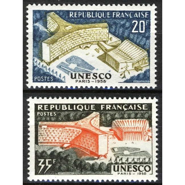 Franta 1958 - UNESCO, clădiri, arhitectura, serie neuzata
