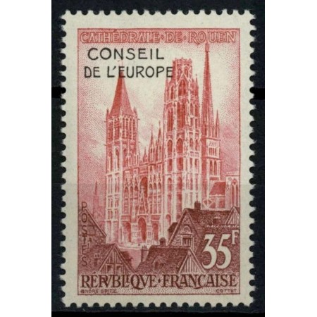 Franta 1958 - Consiliul Europei, cladiri, arhitectura, supratipar, neuzat