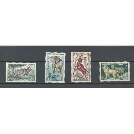 Africa Ecuatoriala Franceza 1957 - Fauna, animale, serie neuzata