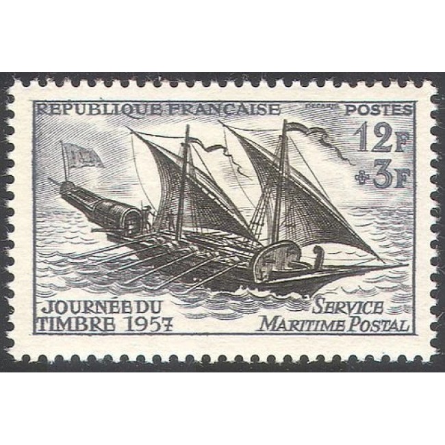 Franta 1957 - Ziua mărcii poștale, vapor, neuzat