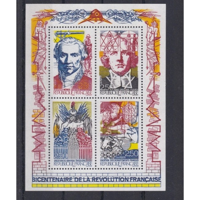 Franta 1990 - Aniversarea Revoluției, bloc neuzat