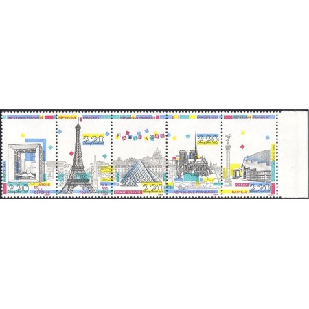 Franta 1989 - Clădiri din Paris, serie neuzata