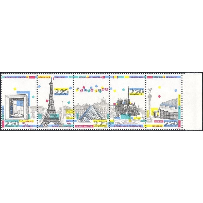 Franta 1989 - Clădiri din Paris, serie neuzata
