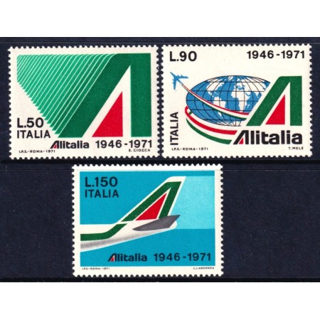 Italia 1971 - Alitalia, aviație, avioane, serie neuzata