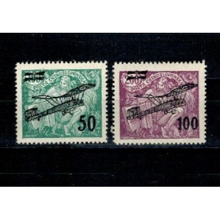 Cehoslovacia 1922 - Posta aeriana, supratipar, nestampilate, cu sarniere