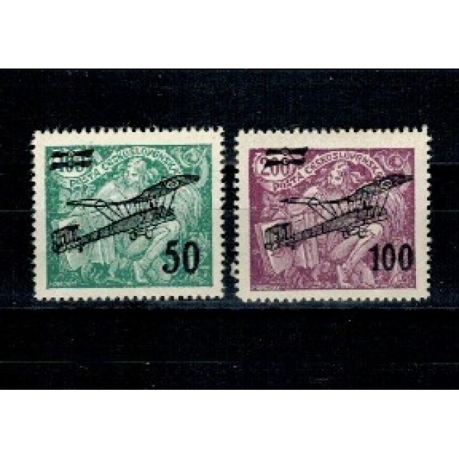 Cehoslovacia 1922 - Posta aeriana, supratipar, nestampilate, cu sarniere