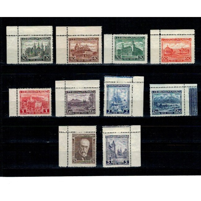 Cehoslovacia 1928 - Aniversarea Republicii, vederi, serie nestampilata cu sarniere