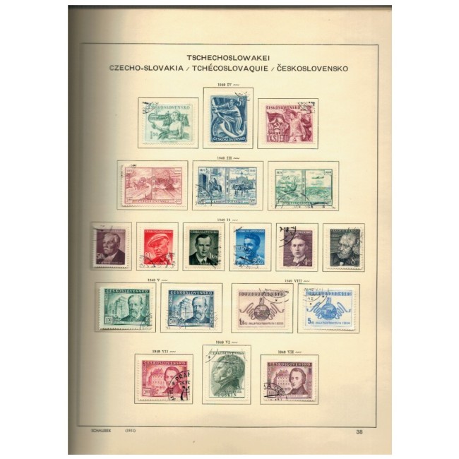 Cehoslovacia 1945-1975 - Colecție timbre stampilate, pe file, in album, aproape complet