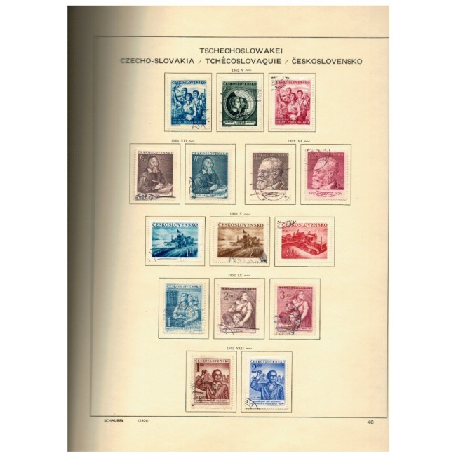 Cehoslovacia 1945-1975 - Colecție timbre stampilate, pe file, in album, aproape complet
